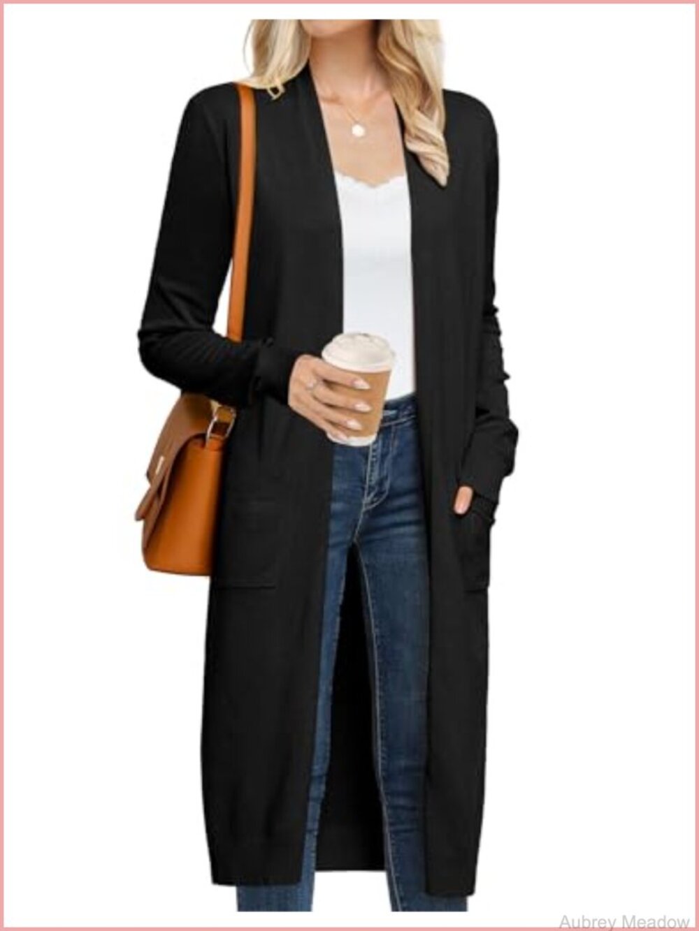 Women's Open Front Long Cardigan Lightweight Duster with Pockets